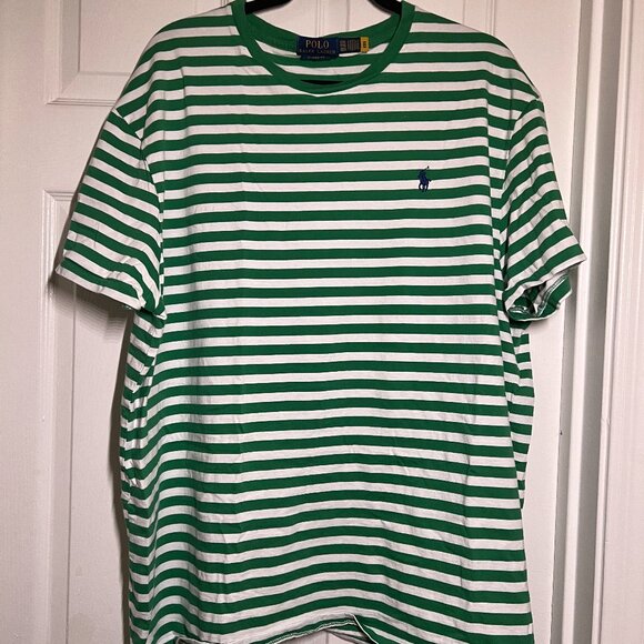 Polo Ralph Lauren Green/White Striped short sleeve T-Shirt, XXL - Picture 1 of 4